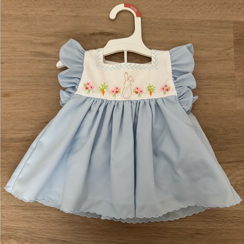 TPP Blue Kids Dress with Embroidered Bunny